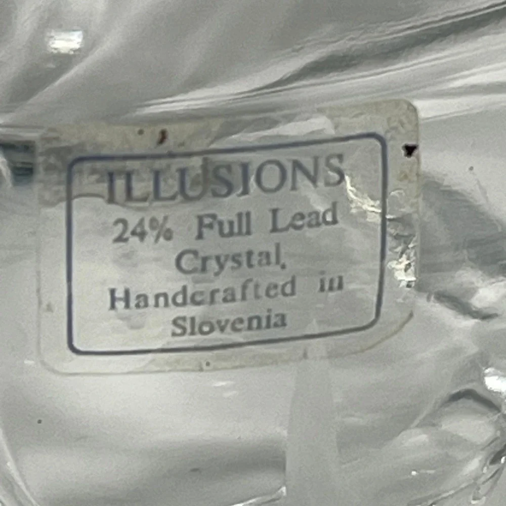 Illusions 24% Full Lead Crystal‎ Bowl Handcrafted Slovenia Frosted Swirl 4x3